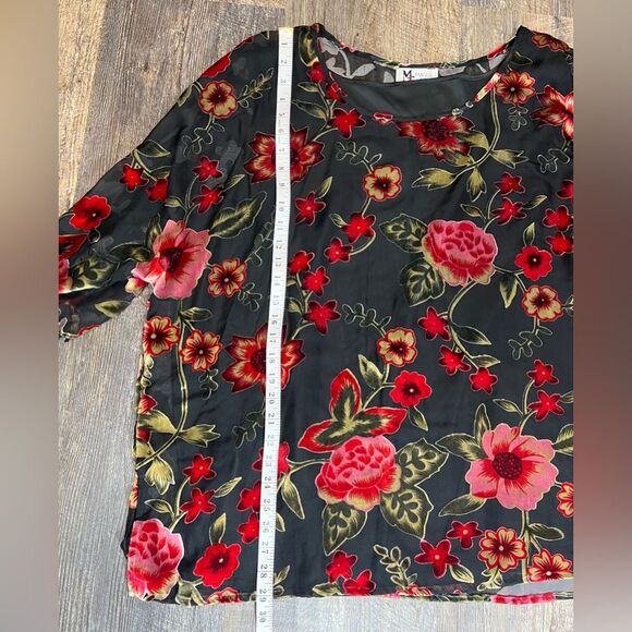 Vintage Maggie Sweet Sheer Lined Floral Petite Blouse Size 3X - Picture 6 of 10